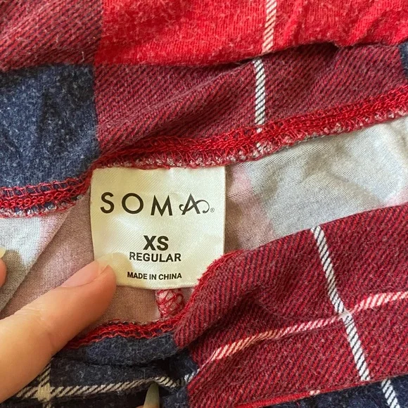 Soma Vibrant Red and Plaid Pajama Set - Picture 3 of 3